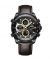 Timezone Aurora Crest Watch For Men (TZ-1303)-Black Bezel - Dark Brown Strap - On Installments - IS-0205